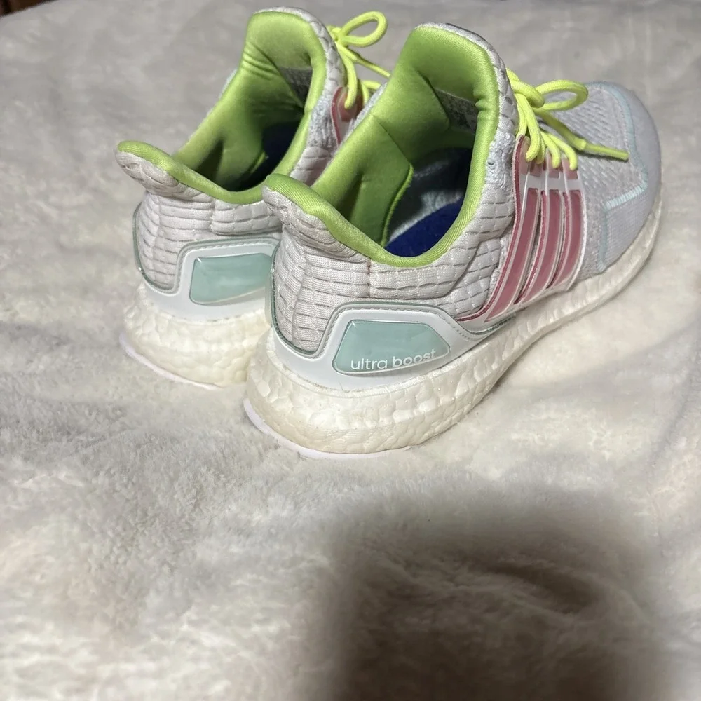 WOMEN'S ADIDAS ULTRABOOST 1.0 NEON W RUNNING‎ SHOES SIZE 7.5 WHITE PINK ID5949